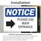 Signmission Please Use Main Entrance (Right Arrow) Sign With Symbol, 7 in W x Rectangle, Vinyl Decal OS-2PACK-NS-D-57-L-17616 - alternate 3